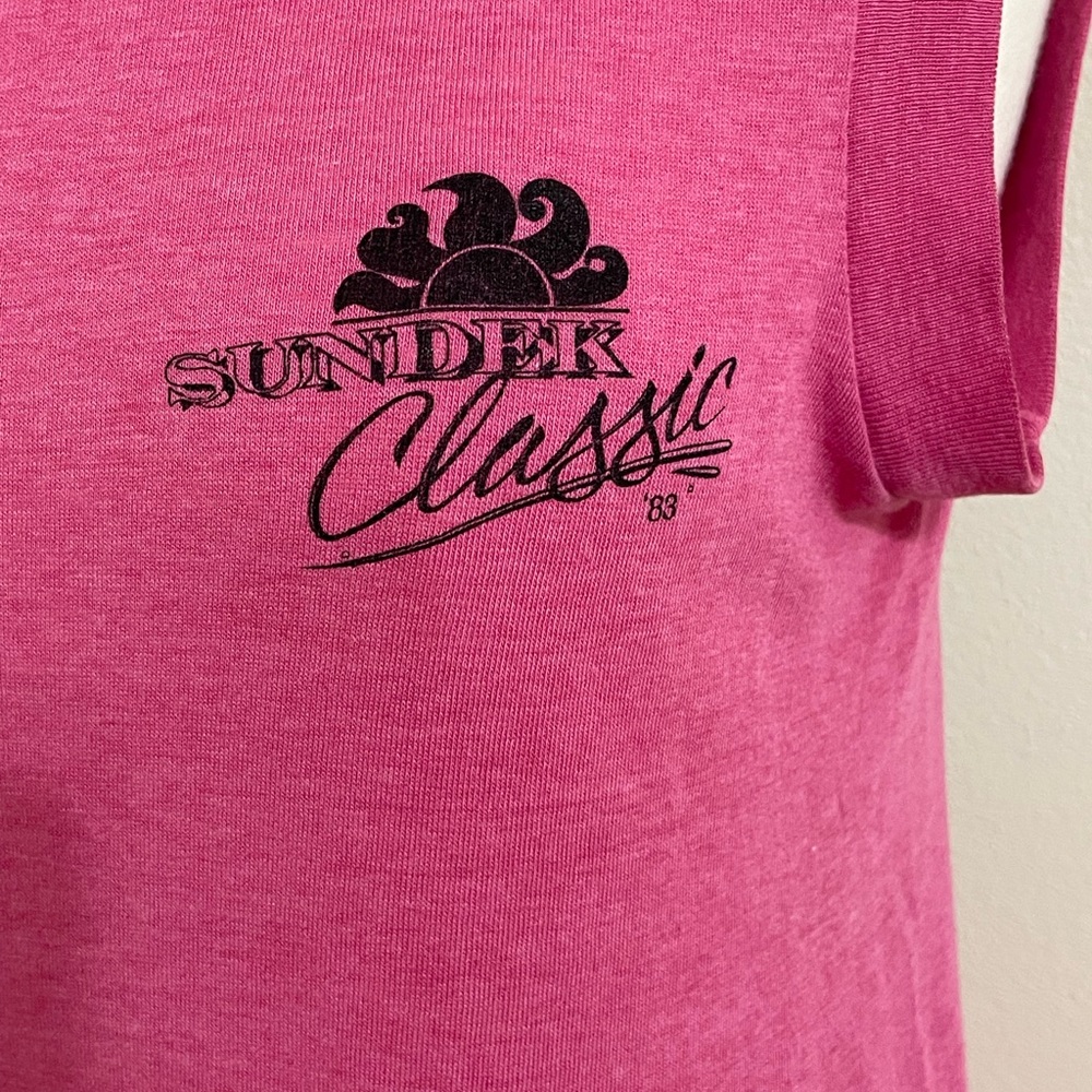 VINTAGE SUNDEK SURF CLASSIC ‘83 Womens Pink Sleeveless T-Shirt Size Small - Picture 5 of 9